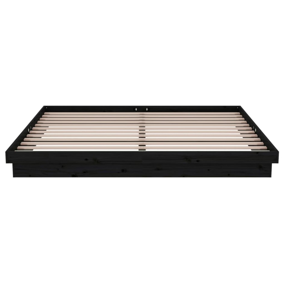 Estructura de cama de madera maciza negro 200x200