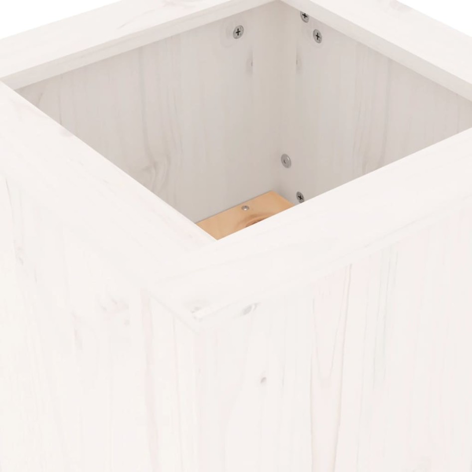 Banco con jardineras madera de pino blanco 184,5x39,5x56,5