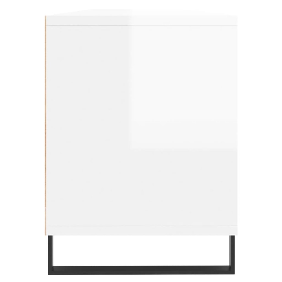 Mueble de TV madera contrachapada blanco brillo 150x30x44,5