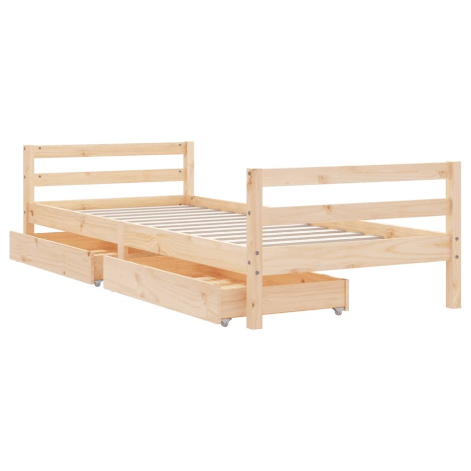 Estructura de cama infantil con cajones madera pino 90x190