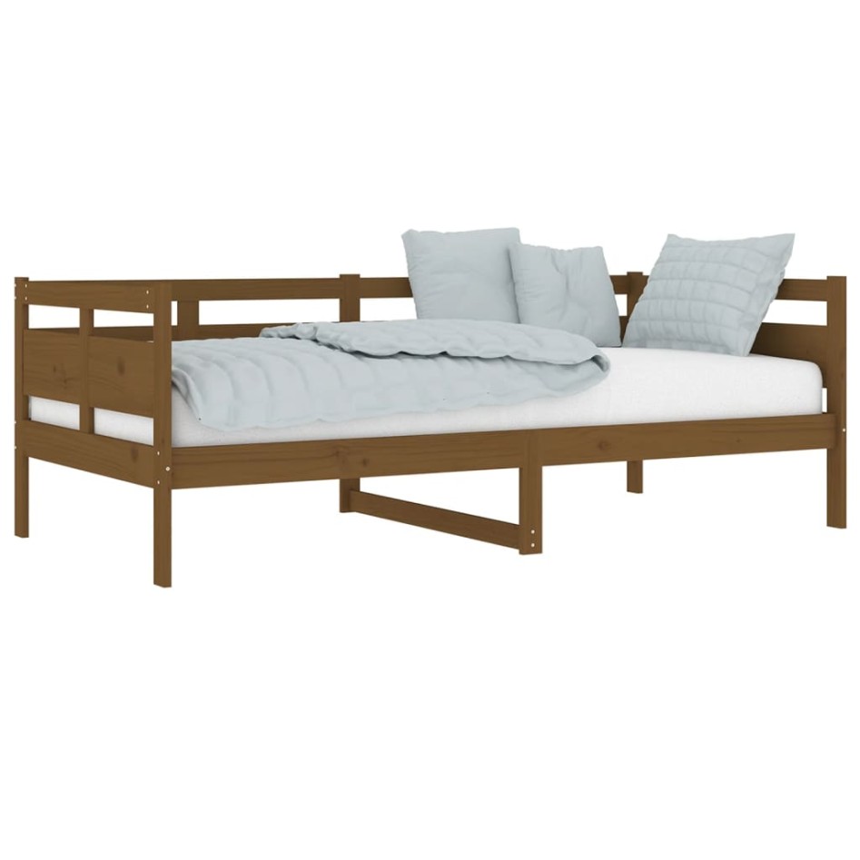 Sofá cama de madera maciza de pino marrón miel 90x190