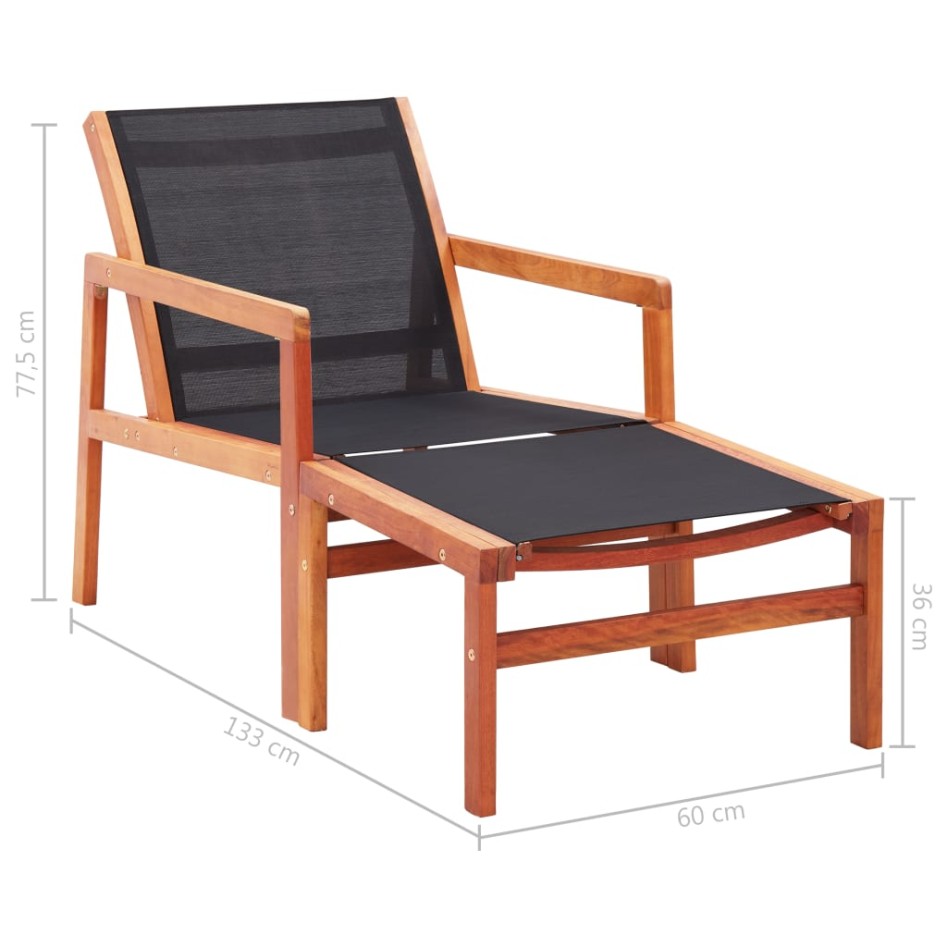 Silla de jardín con reposapiés madera de eucalipto y