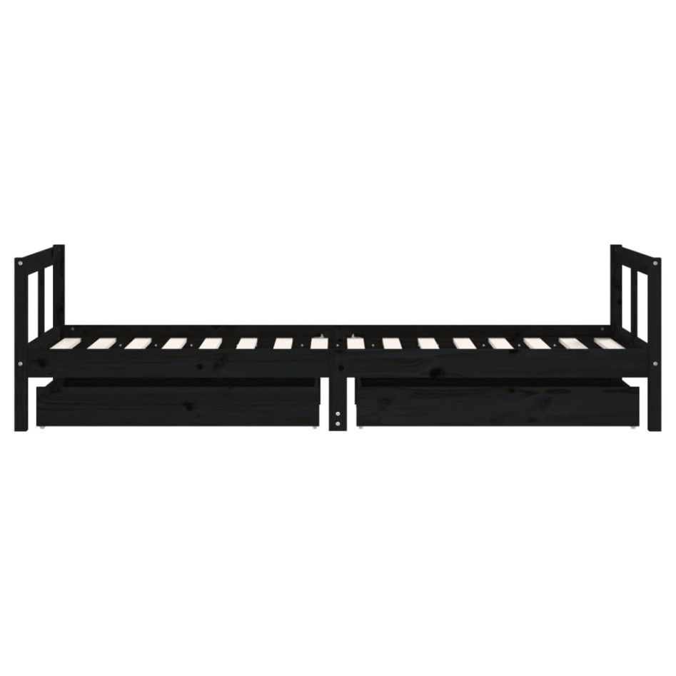 Estructura de cama niños con cajones madera pino negro