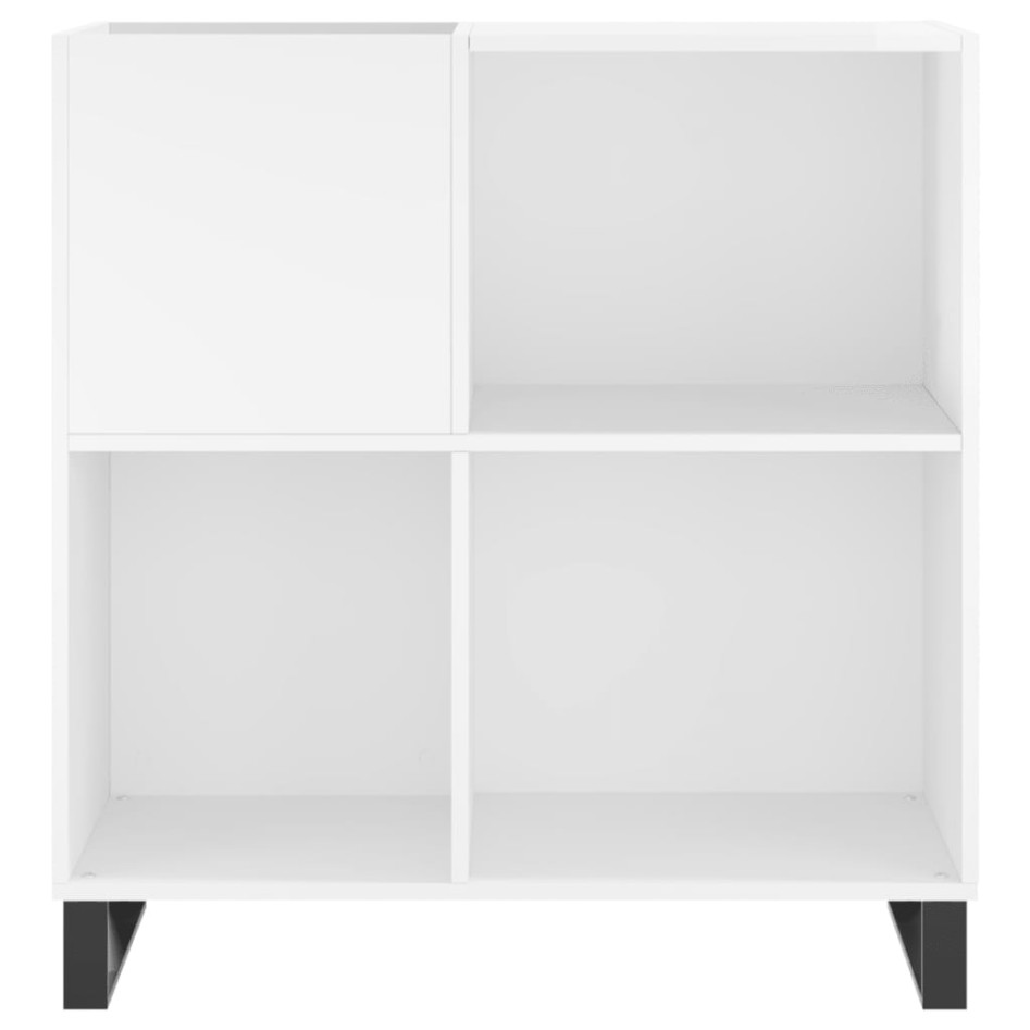 Mueble discos madera contrachapada blanco brillo 84,5x38x89