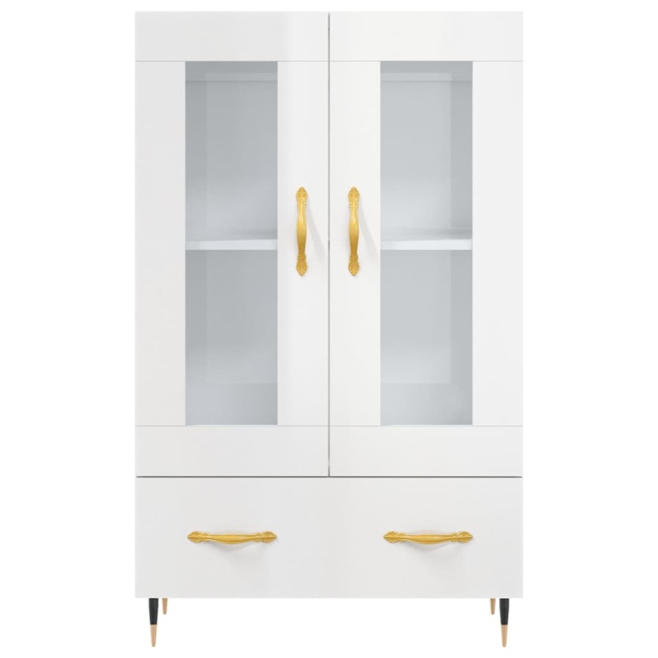 Aparador alto madera de ingeniería blanco brillo 69,5x31x115