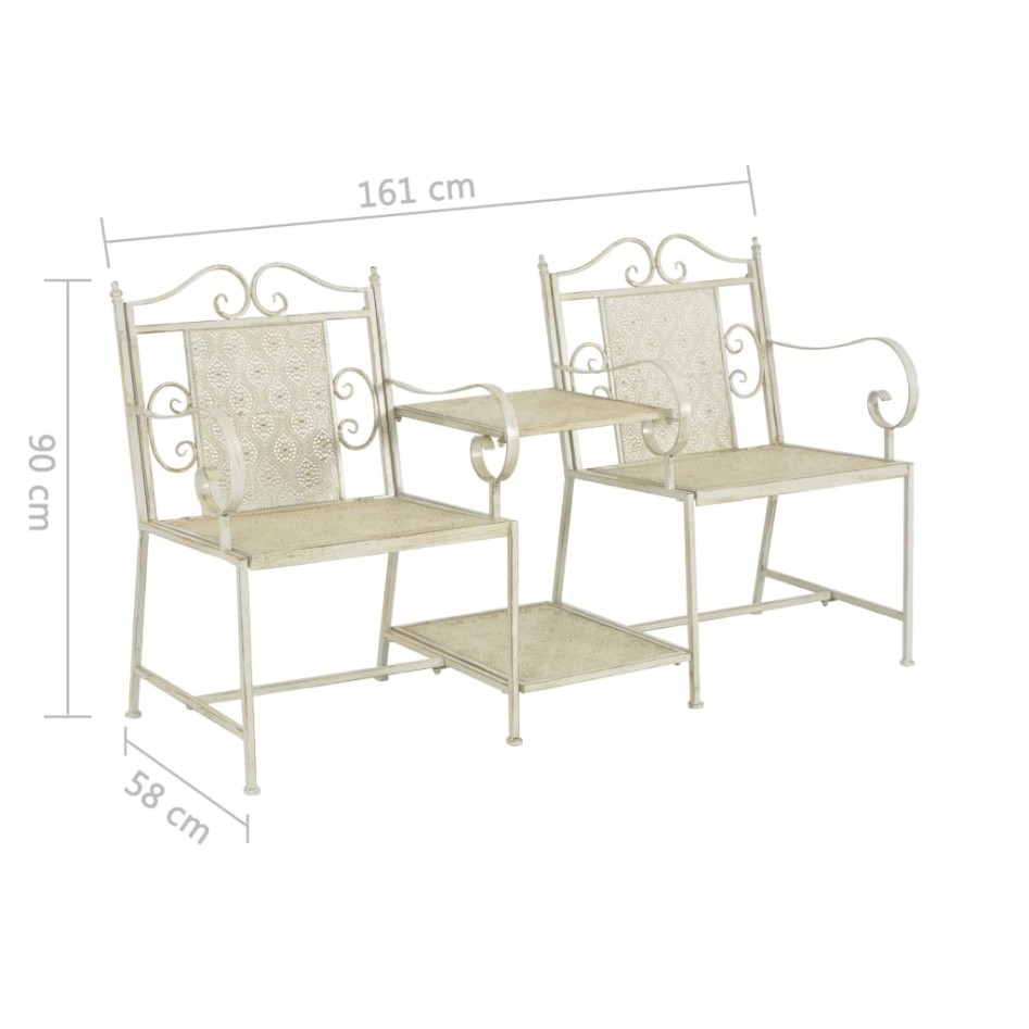 Banco de jardín de 2 plazas acero blanco 161