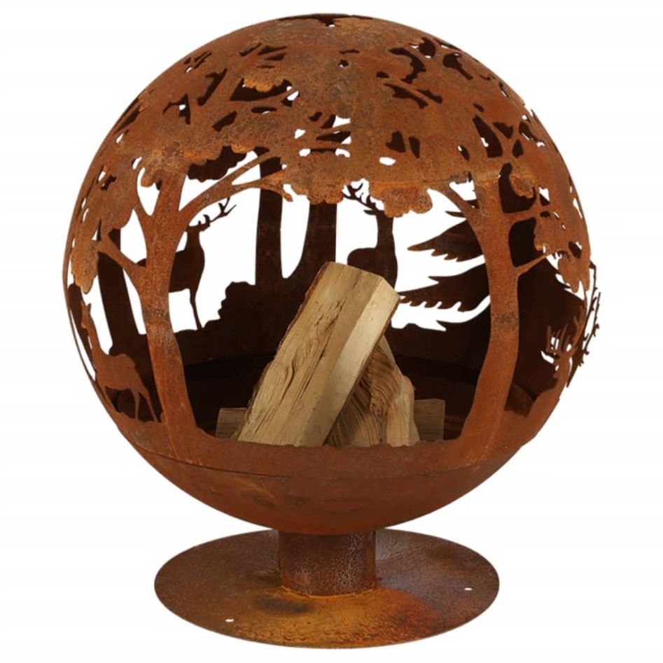 Esschert Design Brasero con corte láser 57,5x57,5x66 cm óxido