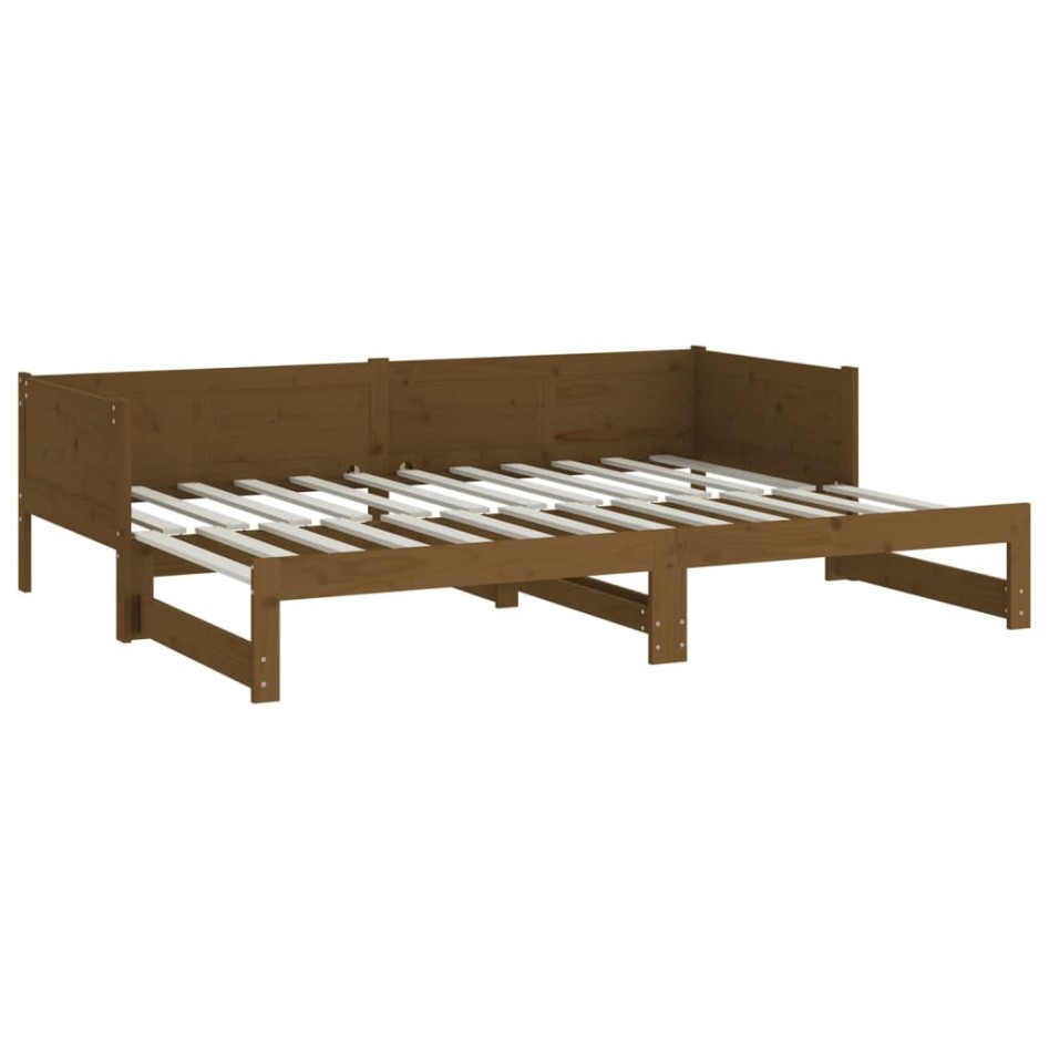 Sofá cama extraíble madera maciza marrón miel 2x(90x200)