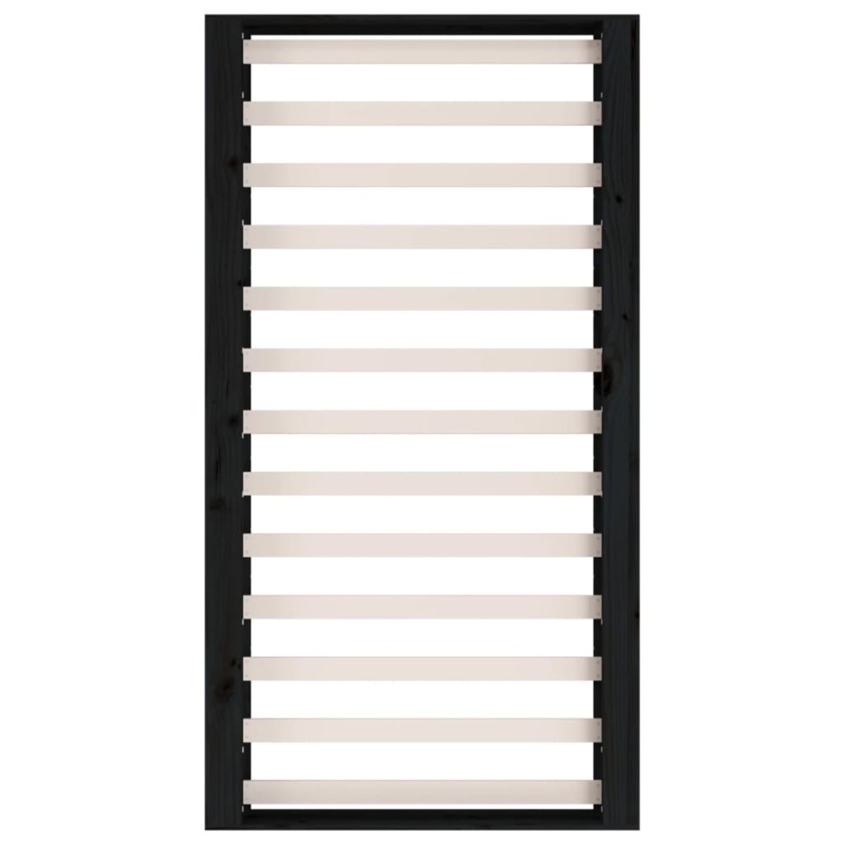 Estructura de cama de madera maciza negra 90x200