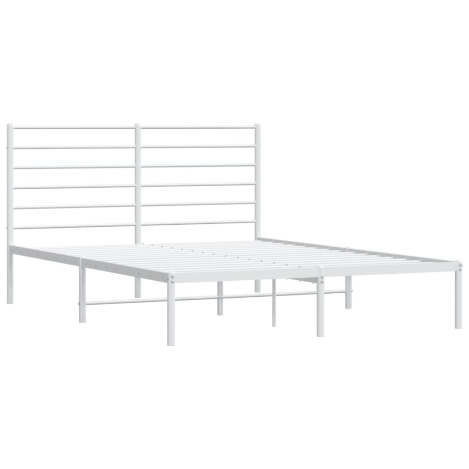 Estructura de cama de metal con cabecero blanca 135x190