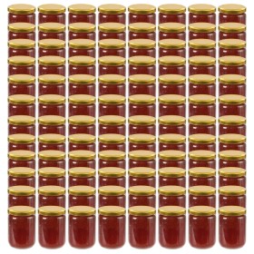 Tarros de mermelada de vidrio con tapa dorada 96 uds 230