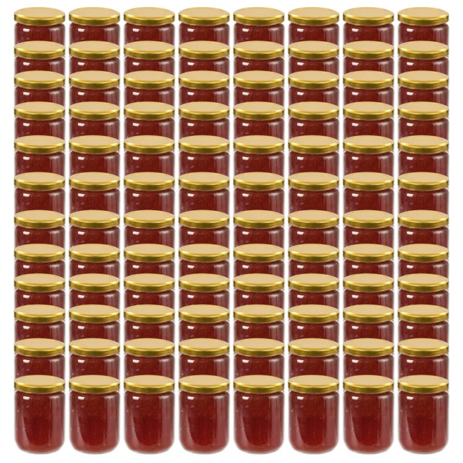 Tarros de mermelada de vidrio con tapa dorada 96 uds 230