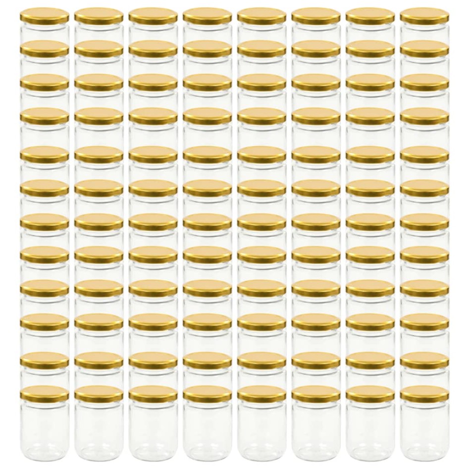 Tarros de mermelada de vidrio con tapa dorada 96 uds 230