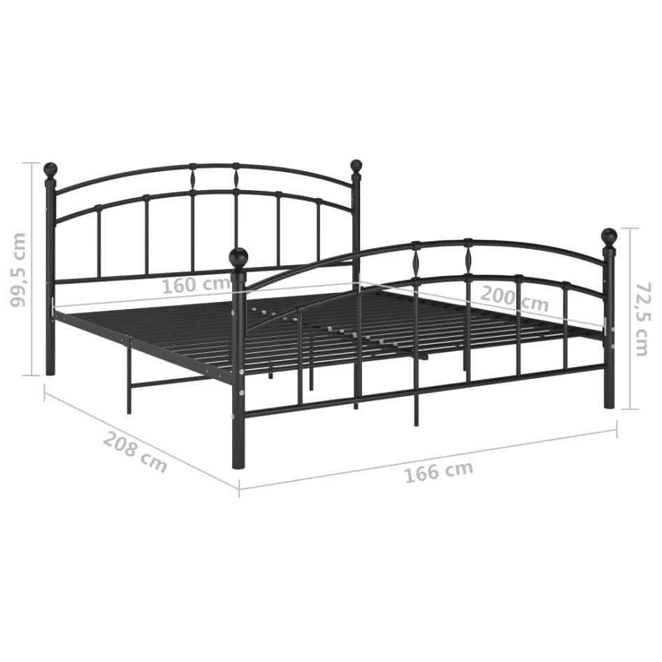 Estructura de cama de metal negra 160x200