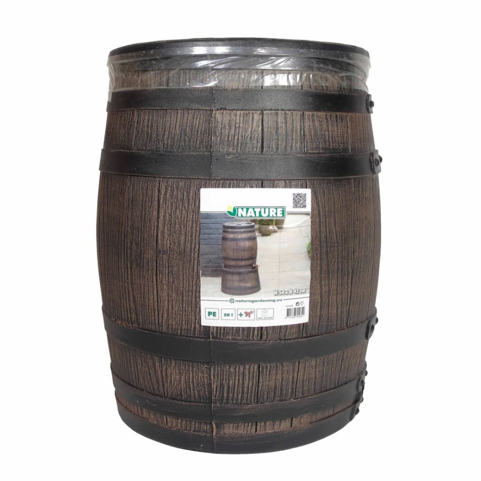 Nature Barril de lluvia aspecto de madera 50 L 38x49,5 cm