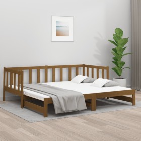 Sofá cama extraíble madera maciza pino marrón miel