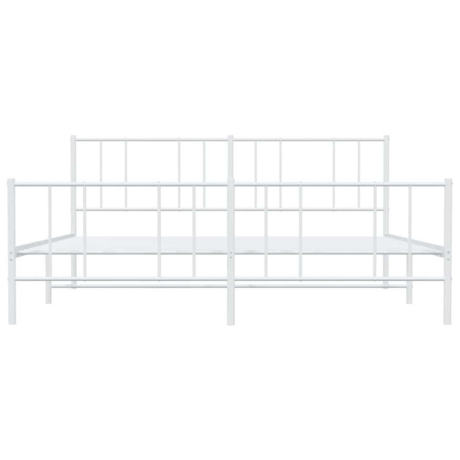 Estructura cama metal con cabecero y estribo blanco 180x200