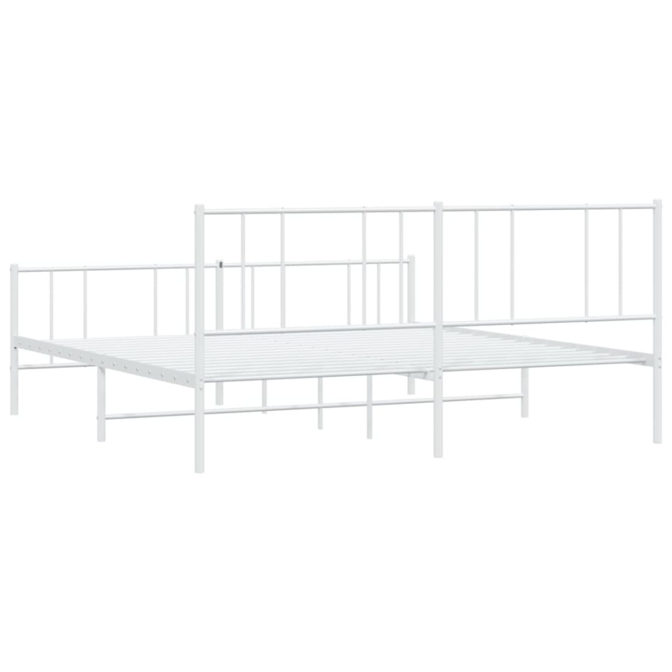 Estructura cama metal con cabecero y estribo blanco 180x200