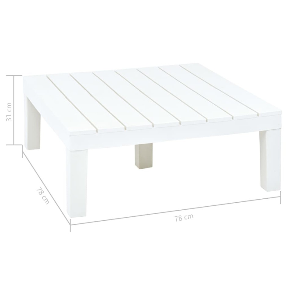 Mesa de jardín de plástico blanco 78x78x31