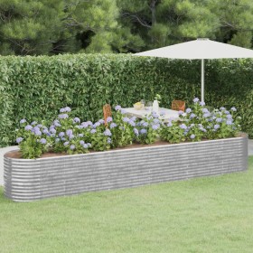 Jardinera arriate acero recubrimiento polvo plata 440x80x68