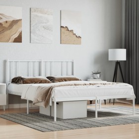 Estructura de cama con cabecero metal blanca 160x200