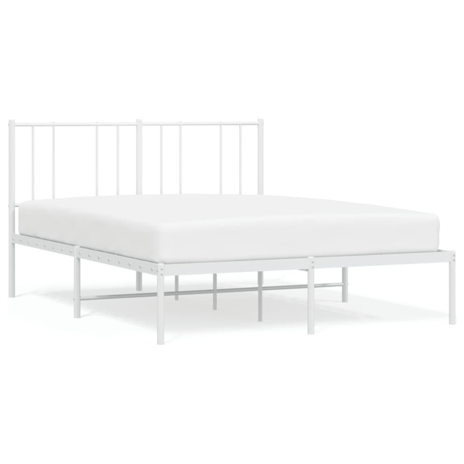 Estructura de cama con cabecero metal blanca 160x200
