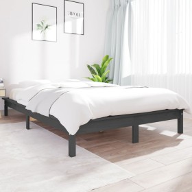 Estructura de cama de madera maciza de pino gris 160x200