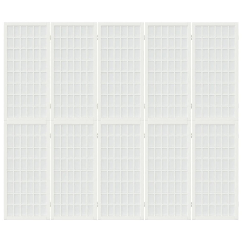 Biombo plegable con 5 paneles estilo japonés blanco 200x170