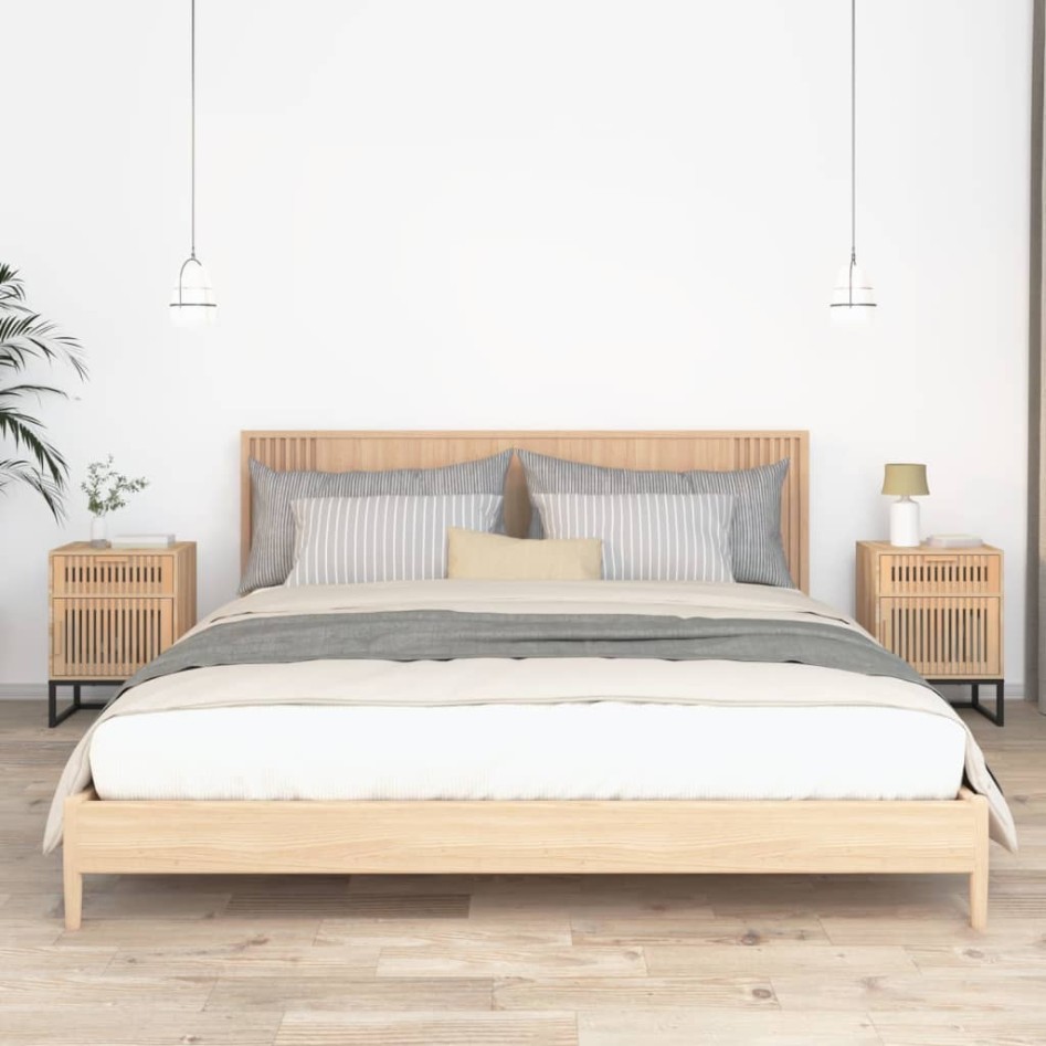 Mesitas noche 2 uds hierro y madera contrachapada 40x30x55,5