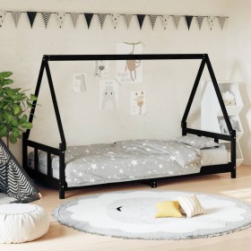 Estructura de cama para niños madera de pino negro 90x190