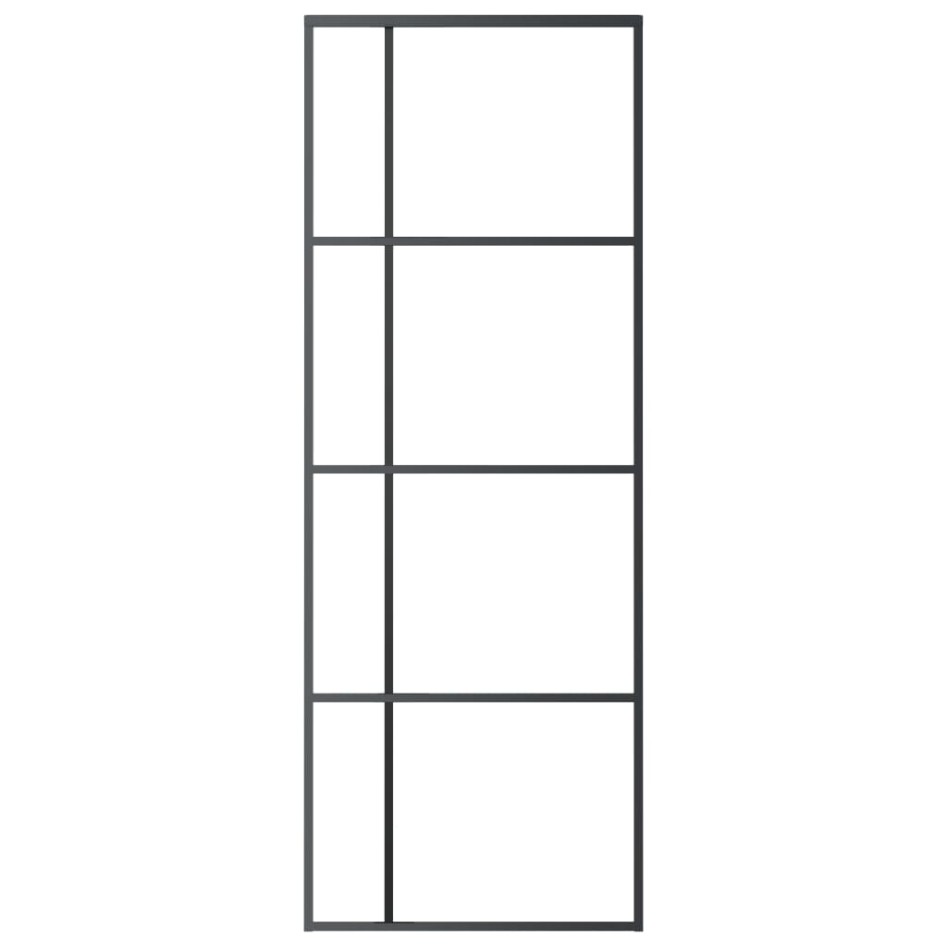 Puerta corredera ESG vidrio y aluminio negra 76x205