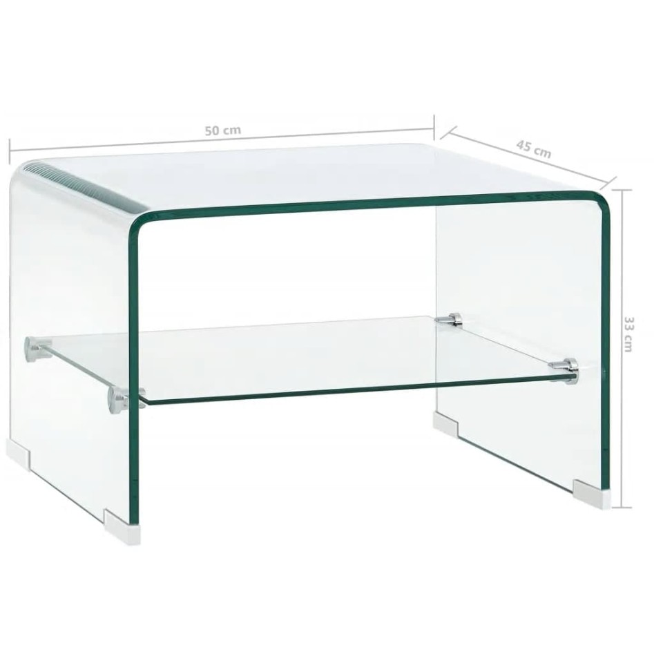 Mesa de centro de vidrio templado transparente 50x45x33