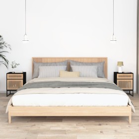 Mesitas de noche 2 uds hierro y madera negro 40x30x55,5