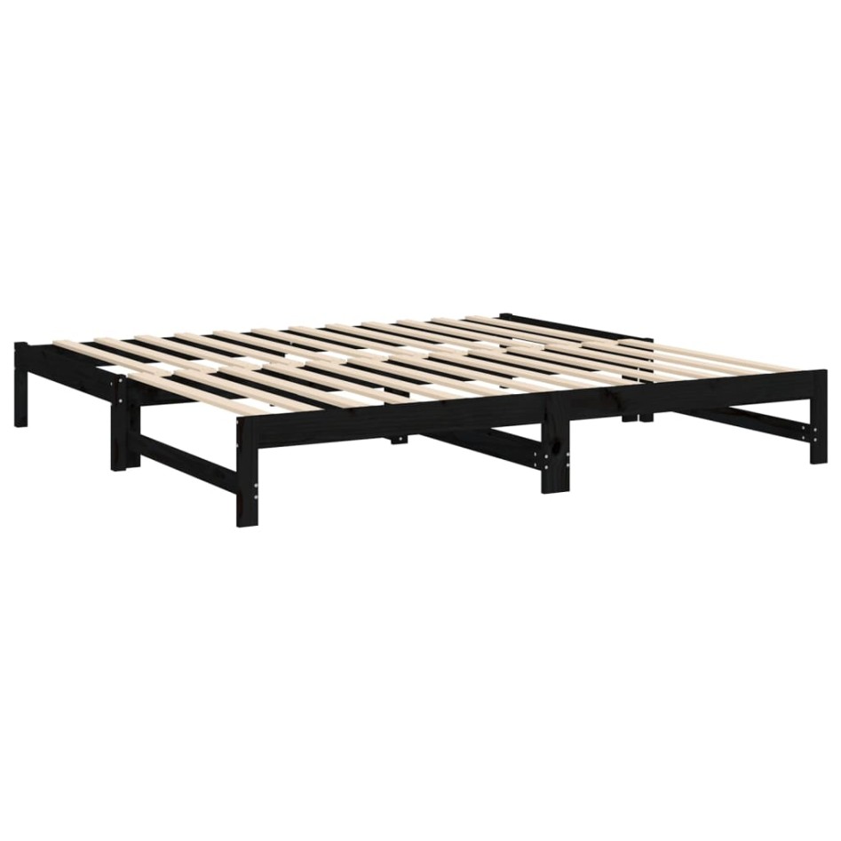 Sofá cama extraíble madera maciza de pino negro 2x(100x200)