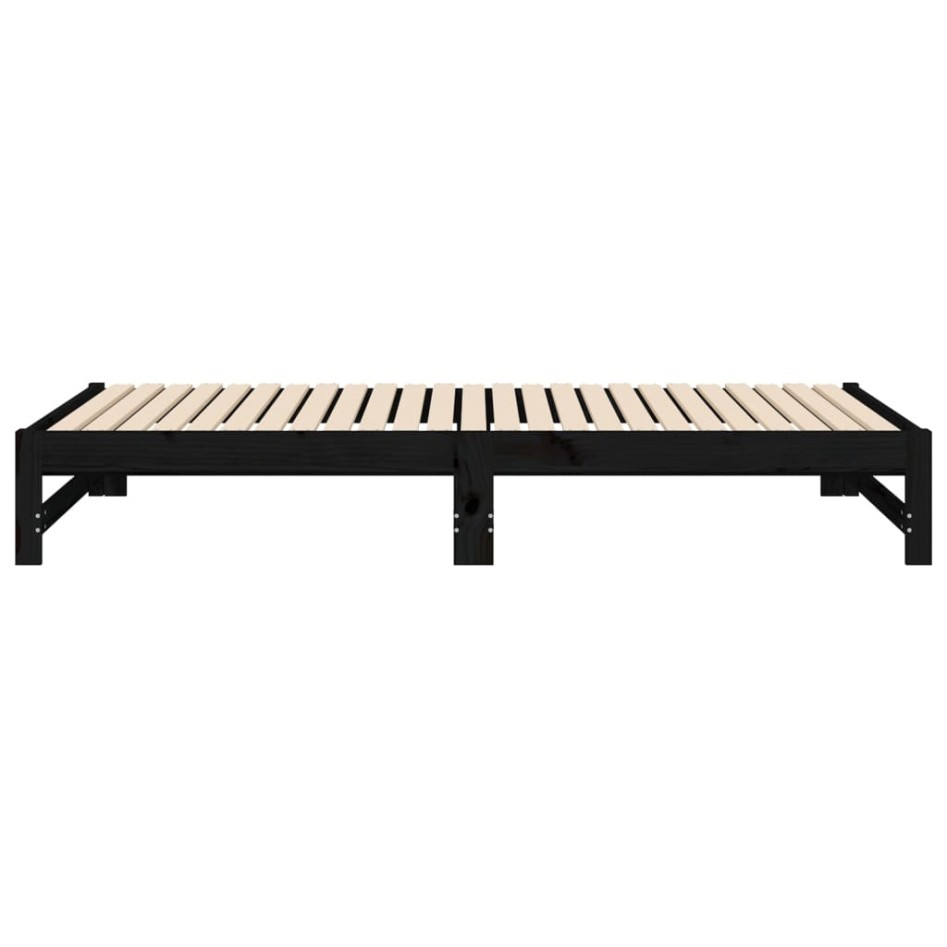 Sofá cama extraíble madera maciza de pino negro 2x(100x200)