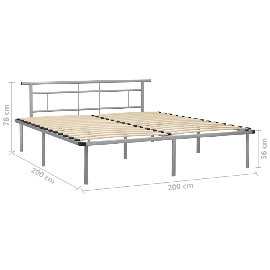Estructura de cama de metal gris 200x200
