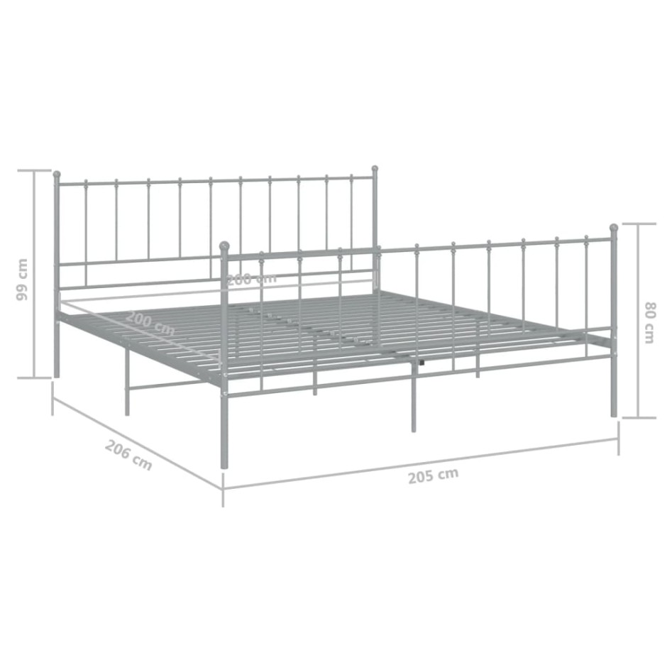 Estructura de cama de metal gris 200x200