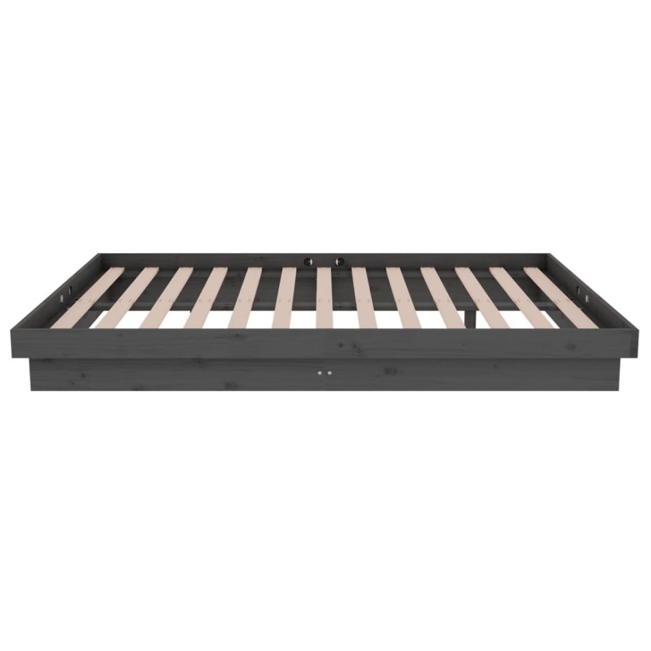 Estructura de cama doble pequeña madera maciza gris 120x190