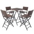 Set comedor de jardín plegable 5 pzas poli ratán y acero