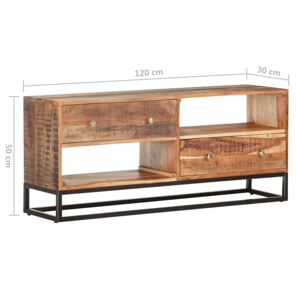 Mueble para TV de madera maciza de acacia rugosa 120x30x50