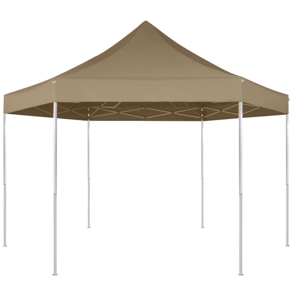 Carpa plegable emergente hexagonal 3,6x3,1 m taupé