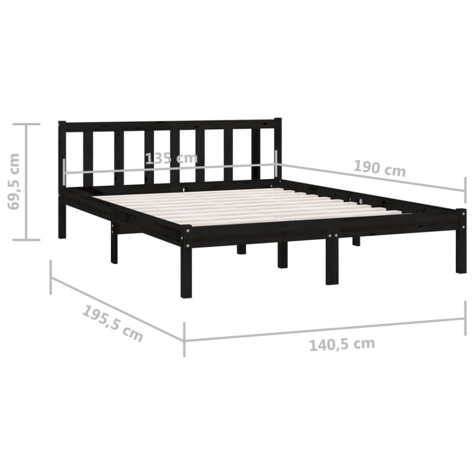 Estructura de cama madera maciza de pino negro 135x190
