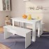 Mesa de comedor y bancos 3 piezas madera contrachapada