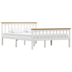 Estructura de cama de madera de pino maciza blanca 140x200