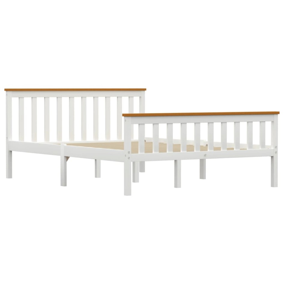Estructura de cama de madera de pino maciza blanca 140x200