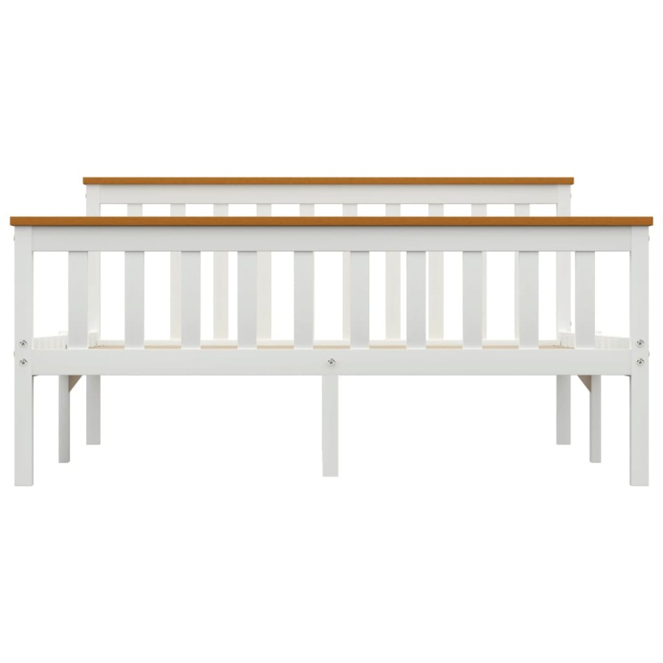 Estructura de cama de madera de pino maciza blanca 140x200