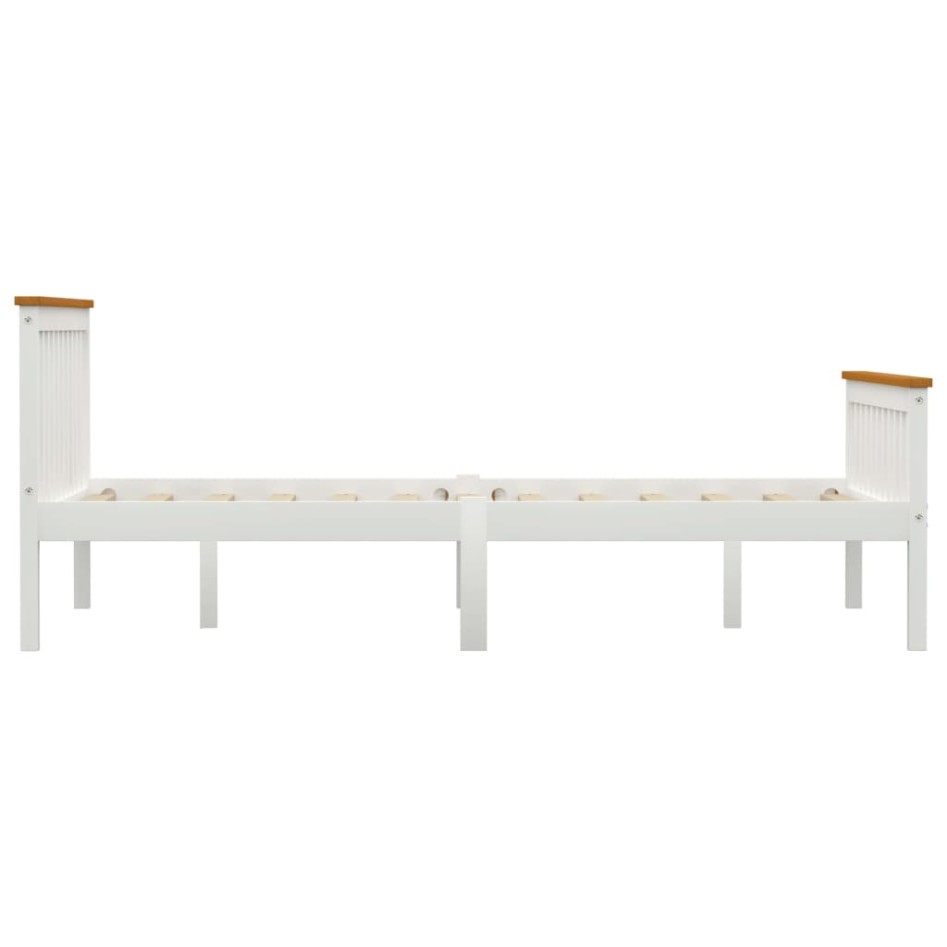 Estructura de cama de madera de pino maciza blanca 140x200