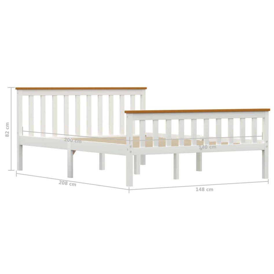Estructura de cama de madera de pino maciza blanca 140x200