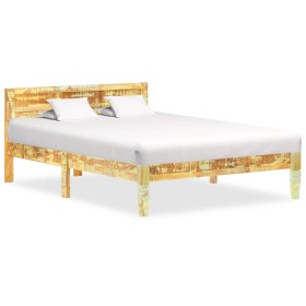 Estructura de cama de madera maciza reciclada 120x200