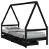 Estructura cama infantil y cajones madera pino negro 90x190